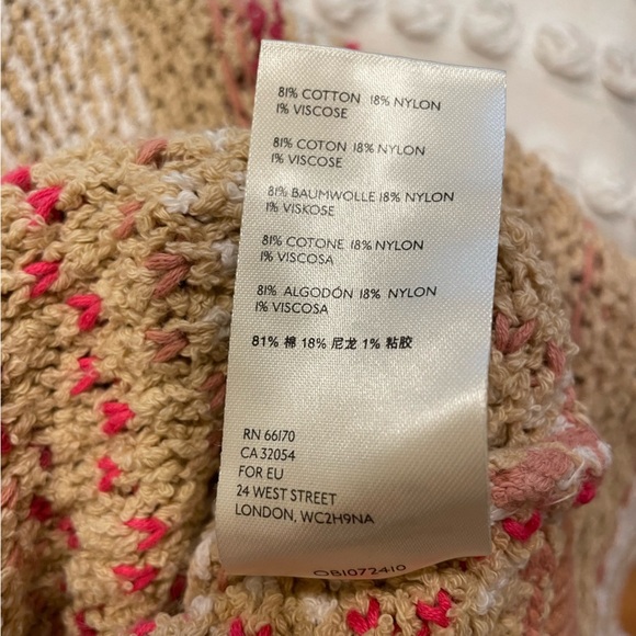 Free People Tan and Pink Crew Neck Sweater with Vintage Stripes - Picture 5 of 5